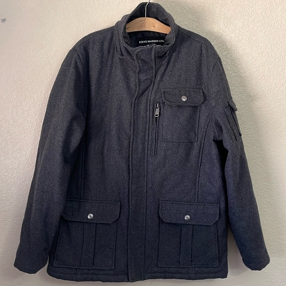 Steve Madden Heavy Winter Wool Coat Zip Up Men’s Large - Picture 1 of 12